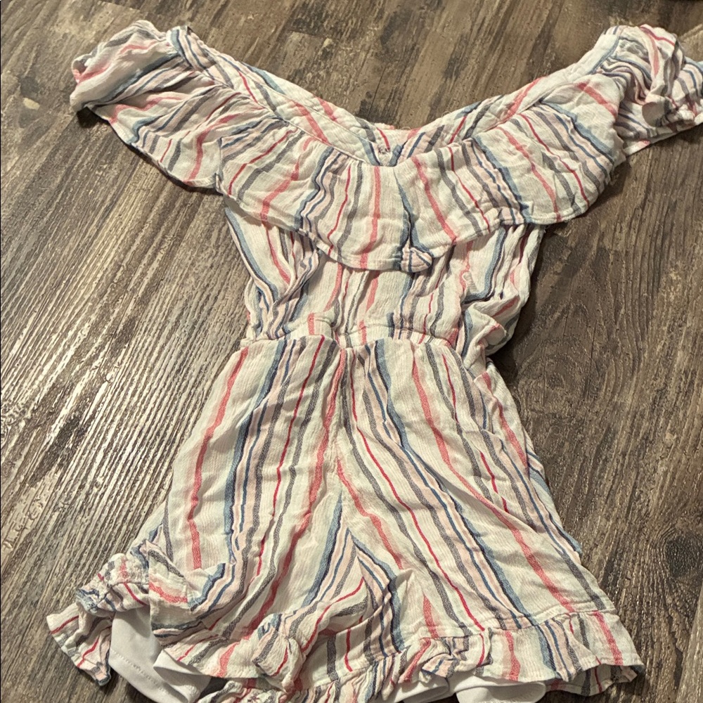 Poof! Multicolor Striped Ruffle Bodysuit